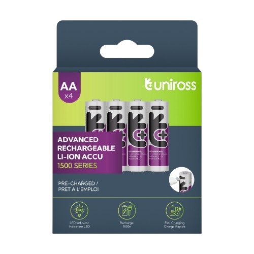 Uniross Rechargeable USB-C Lithium AA Batteries (4pack)