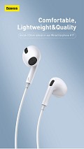 Baseus Headphones In Ear Wired 3.5mm H17 White
