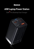 Baseus Charger Desktop 65W 2C+2U EU+100W USB-C Cable Black