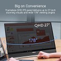 ASUS Monitor Portable ZenScreen 27 2K IPS with Desk Clamp/Kickstand Subwoofer USB-C/HDMI MB27ACF