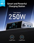 Anker Prime 250W USB C Charger, Ultra-Fast 6-Port GaN Charging Station, 2.26 LCD Display and Smart Control Dial Black
