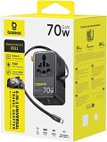 Baseus Charger Wall 70W EnerCore CG11 Universal Travel Adapter with Retractable Cable s Black