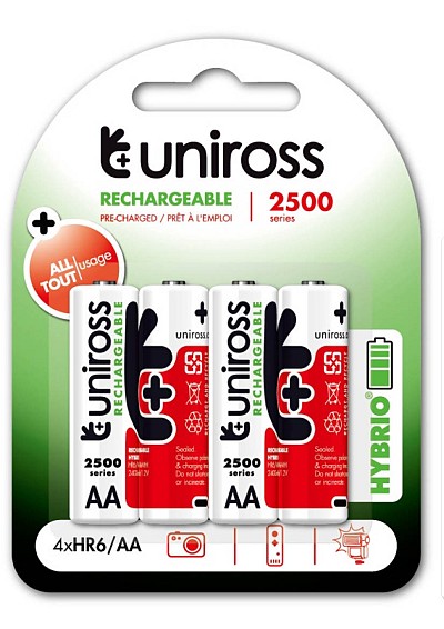 Uniross AA 2500 Hybrio Rechargeable Battery 4pcs