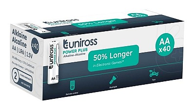 Uniross Alkaline AA Power Plus Box of 40 Pcs (New)