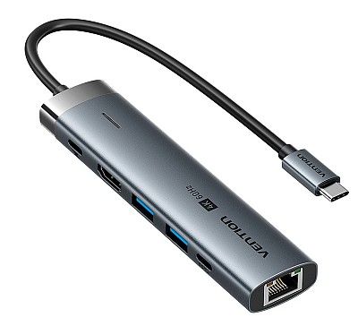 Vention HUB USB-C 1xUSB-C 3.2/2xUSB3.0/HDMI 4K60Hz/Gb/PD TGNHB