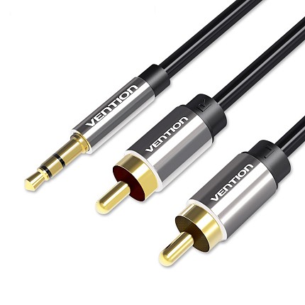 Vention AUDIO 3.5mm to 2RCA M-M Cable Metal 1.0m BCFBF
