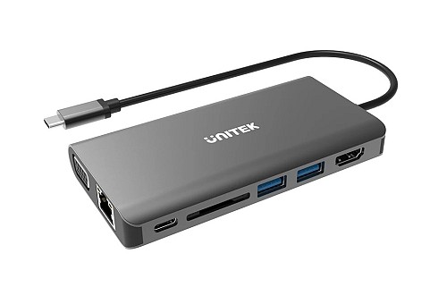 Unitek D1019A Type-C Hub USB3.1 with HDMI/VGA/GB/SD/PD100W
