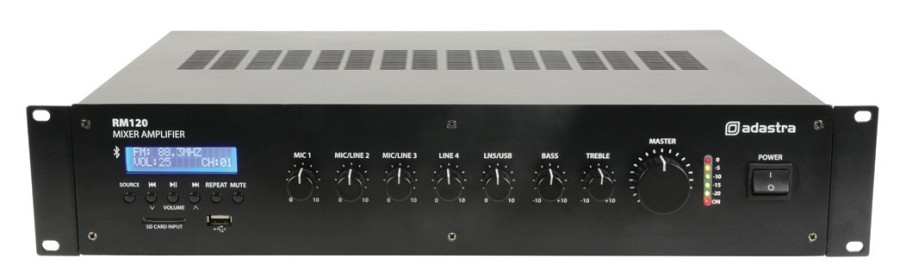 Adastra RM120 v2 100V Mixer Amp 120W FM/USB/BT 953.214UK