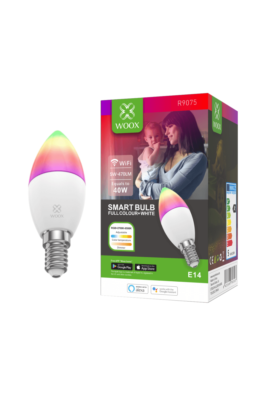 WOOX R9075 E14 5W Wi-Fi Smart LED Bulb RGB & CCT