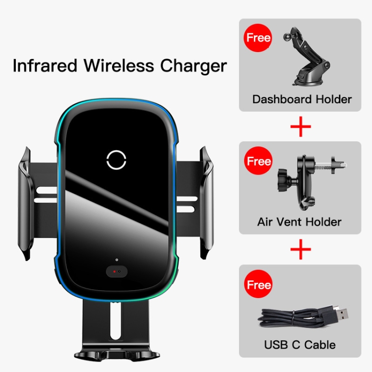 Baseus QI 15W Wireless Car Charger with Dash & Air Vent Mount