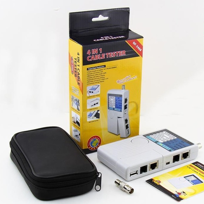 Noyafa Network Cable Tester 4-In-1 for USB, BNC, RJ11 and RJ45 Connections NF-3468