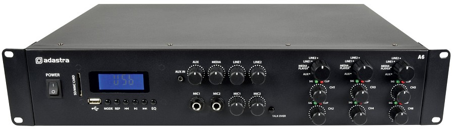 Adastra A6 3 x Independent Stereo Zones Amplifier 6x200W USB/BT/FM 953.406UK