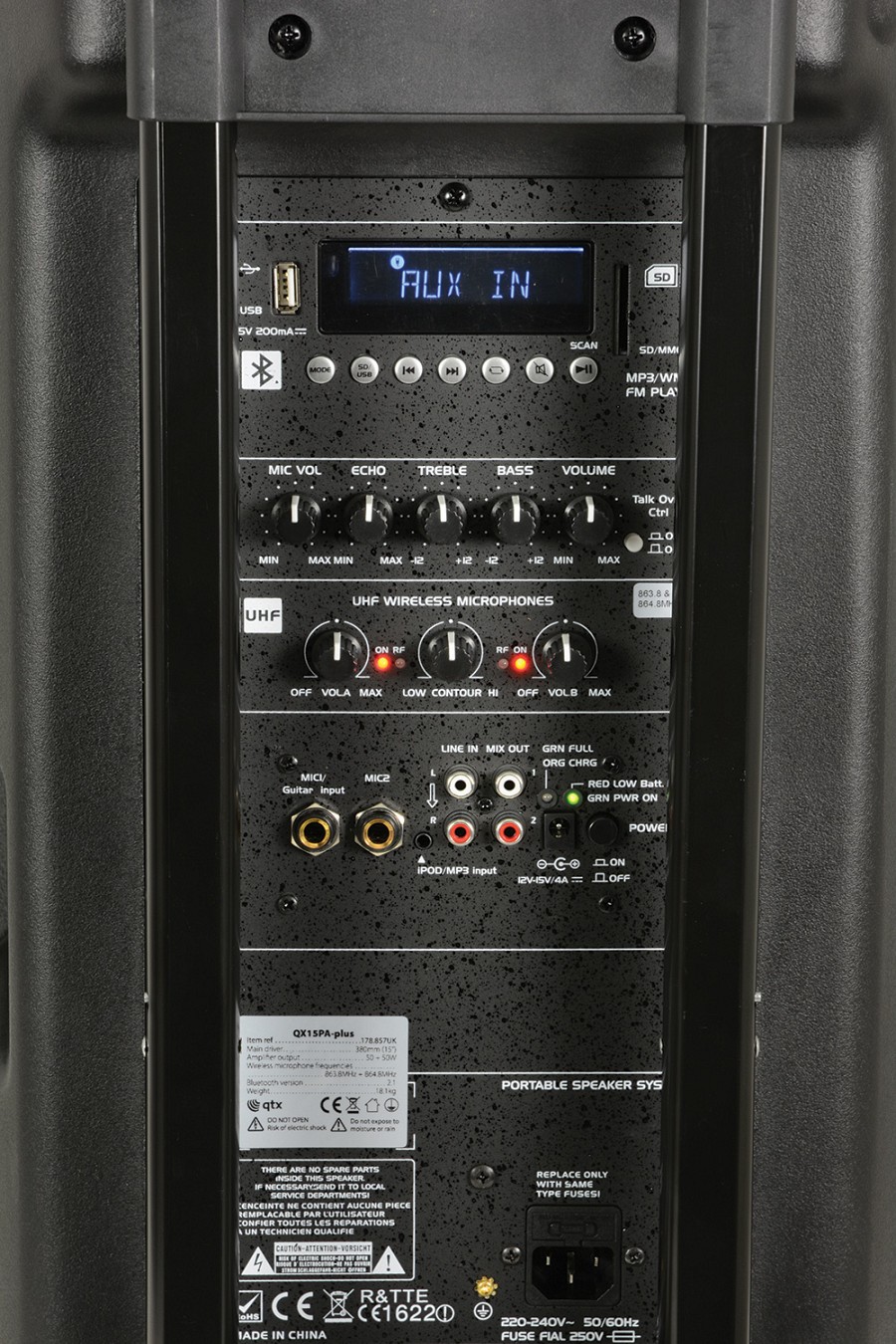 QTX QX15PA-Plus Portable PA 15 BT/USB/UHF Mic 178.857UK