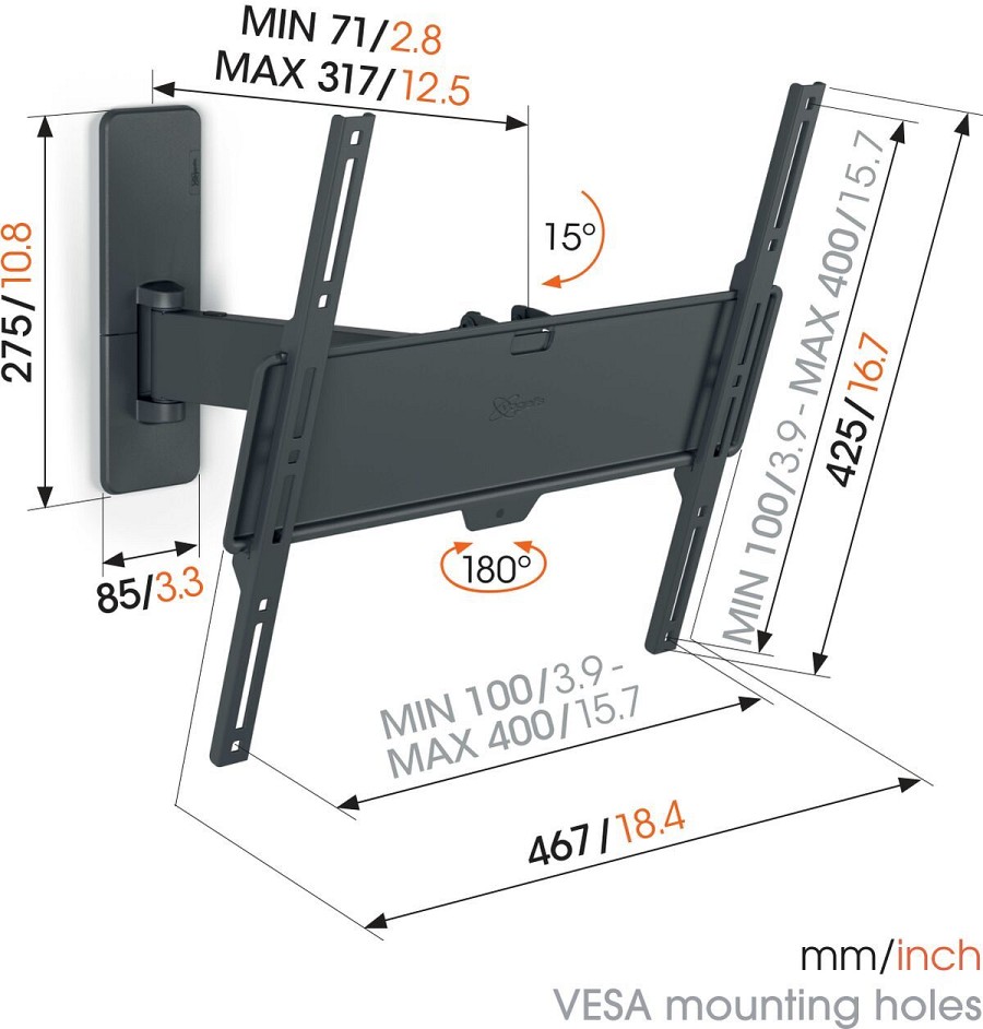 Vogels QUICK TVM1423 TV Wall Mount 40x40 Turn 1 arm