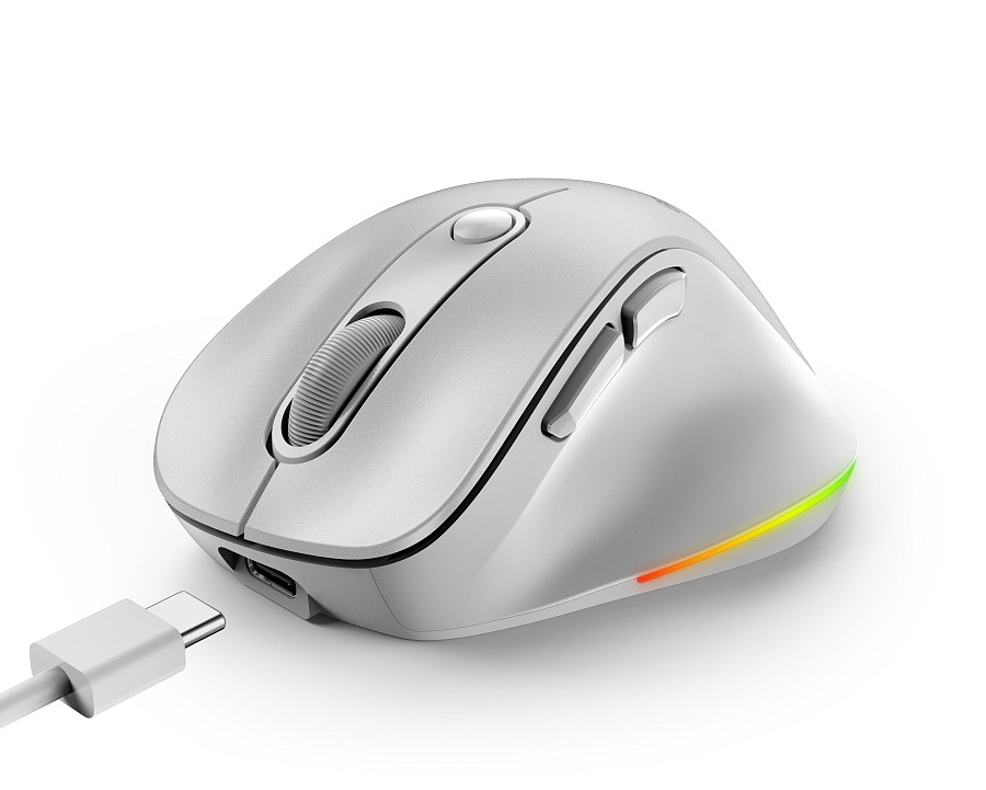 Genius Mouse Wireless+BT Rechargeable Mini RGB Ergo 9000S Pro White