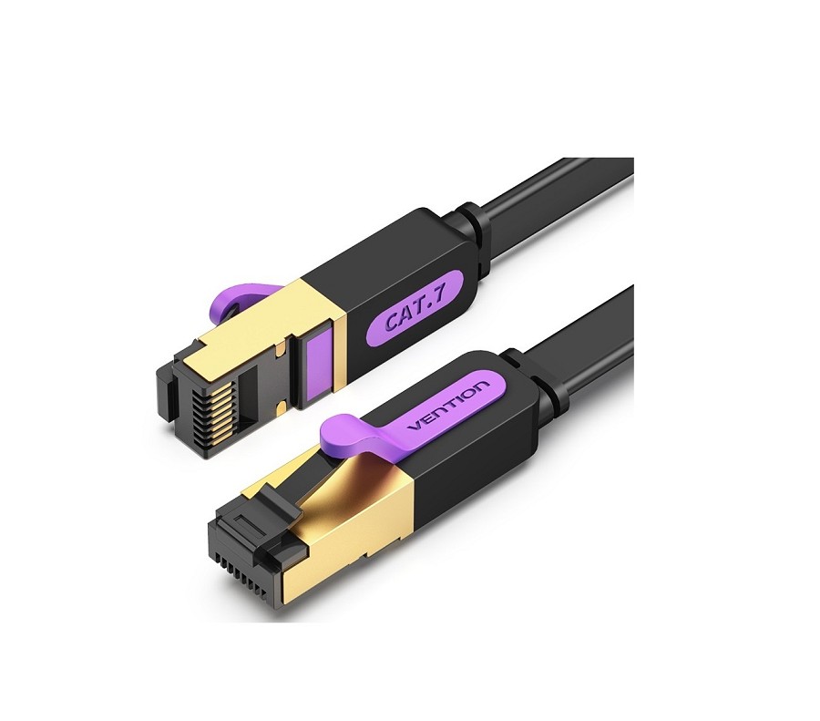 Vention NETWORK Cable CAT7 Flat 5.0m Black ICABJ