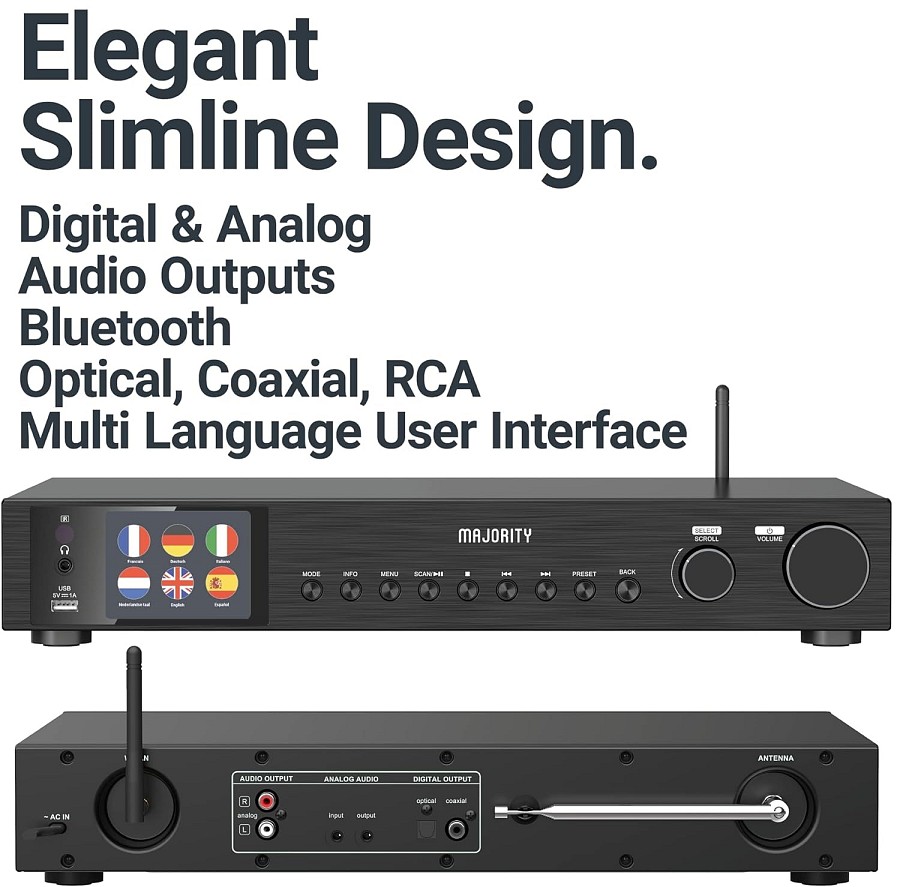 Majority FITZWILLIAM 2 Radio WiFi/BT/USB/FM/LineOut/Display Black