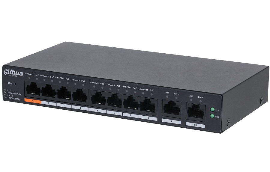 Dahua PoE Cloud Gigabit Switch 8port +2UP 110W CS4010-8GT-110