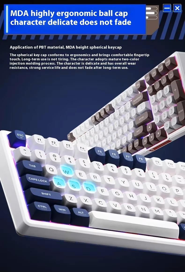 Thunderobot K98 GASKET Mechanical Keyboard Trimode 2.4GHz-BT-USBC 99 Red Switch Keys