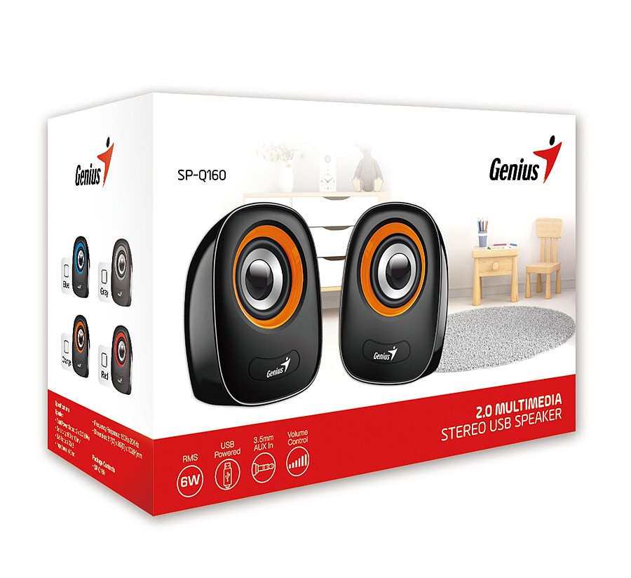 Genius PC Speakers 2.0 6W 3.5mm USB Powered Grey SP-Q160