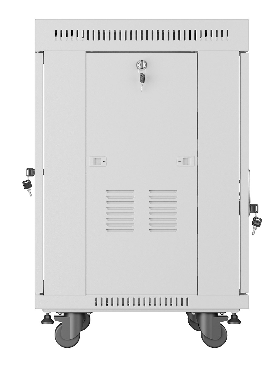 Lanberg Free Standing Cabinet 19 with Glass Door 15U 60cm Ventilation Panel with LCD, 2 Fans & Thermostat Grey (not assebled)