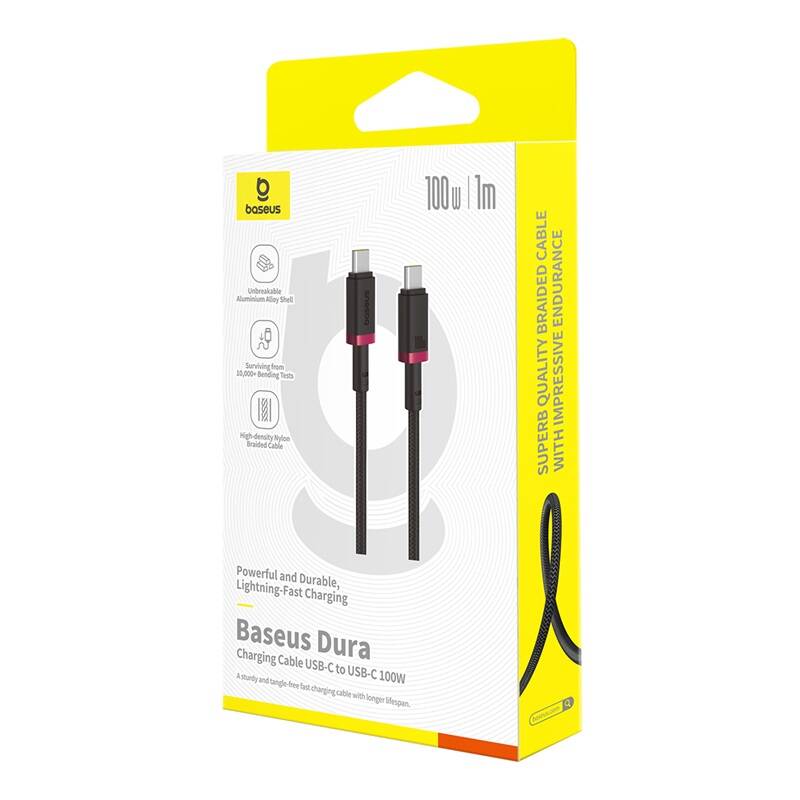 Baseus Cable USB-C to USB-C Dura Braided 2.0m 100W Black+Red