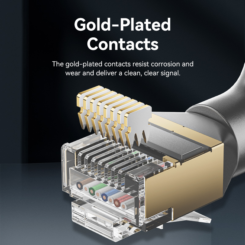 Vention NETWORK Cable Cat8 SFTP Rotate Right Angle Slim 5.0m Black IKLBJ