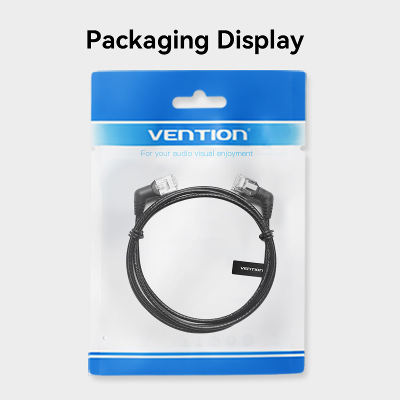 Vention NETWORK Cable Cat6A UTP Rotate Right Angle Slim 5.0m Black IBOBJ