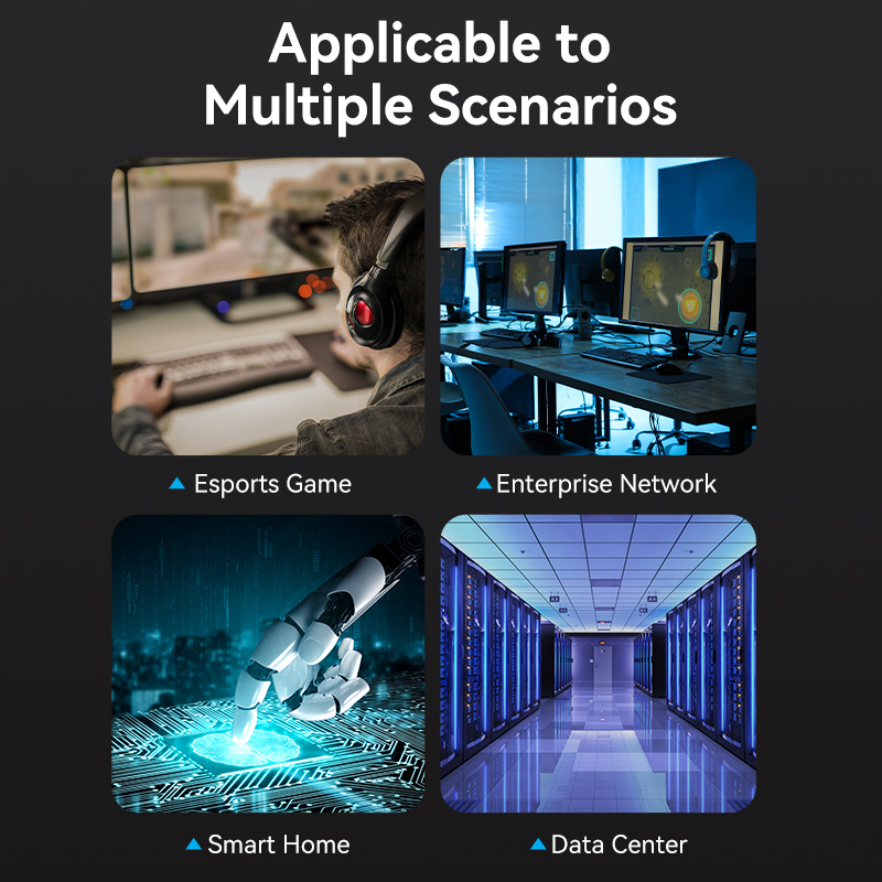 Vention NETWORK Cable Cat8 SFTP Rotate Right Angle Slim 5.0m Black IKLBJ