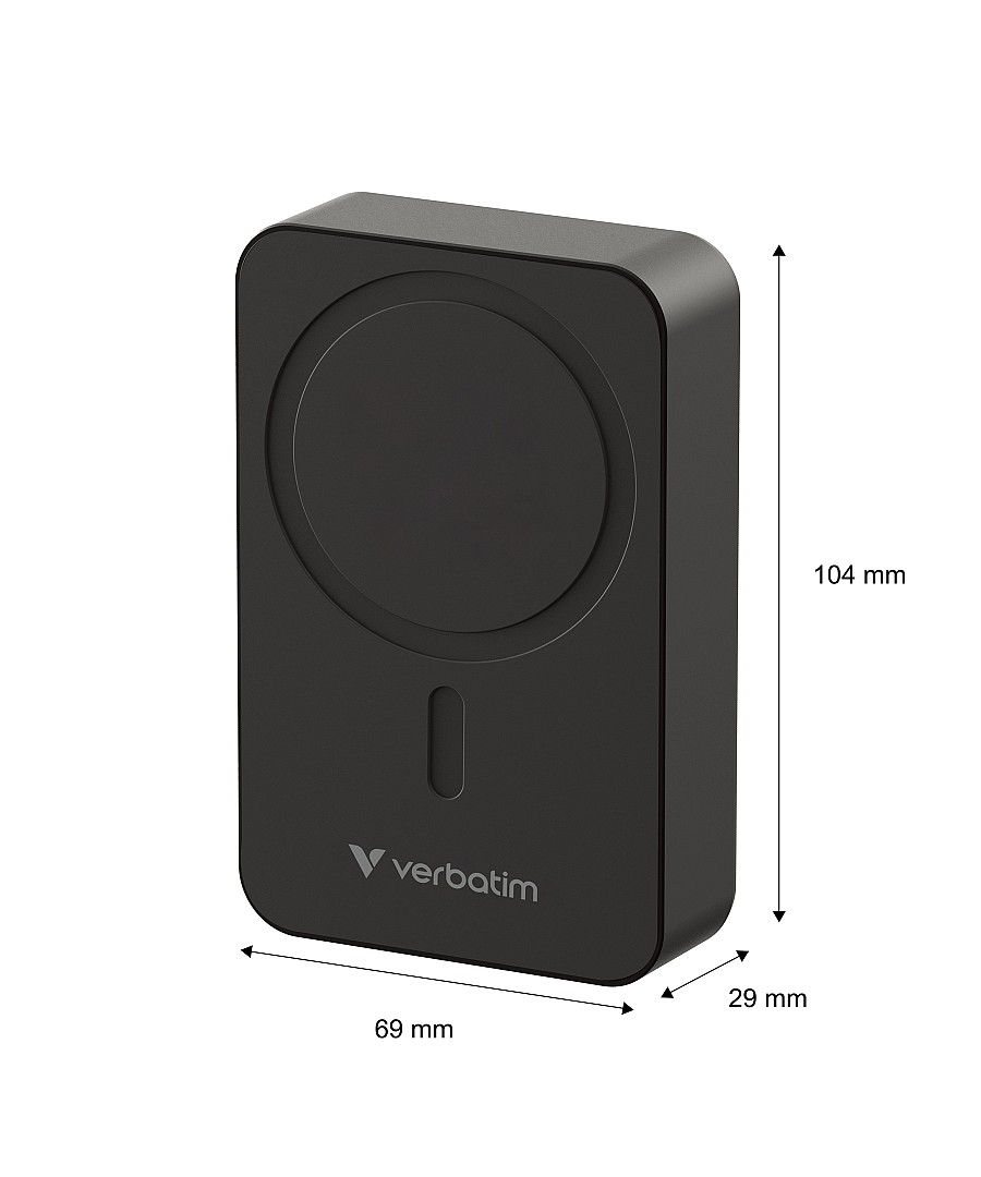 Verbatim Wireless Magnetic Powerbank Qi2 15W + 35W Wired Charging 20000mAH Black