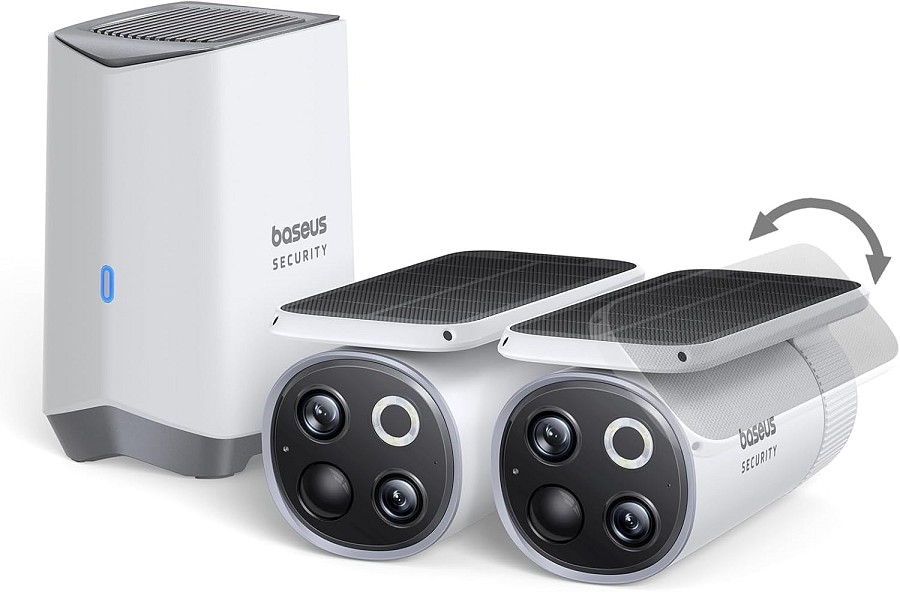 Baseus Security S1 Pro Outdoor Self Rotating Solar 3K 2-Cam Kit White