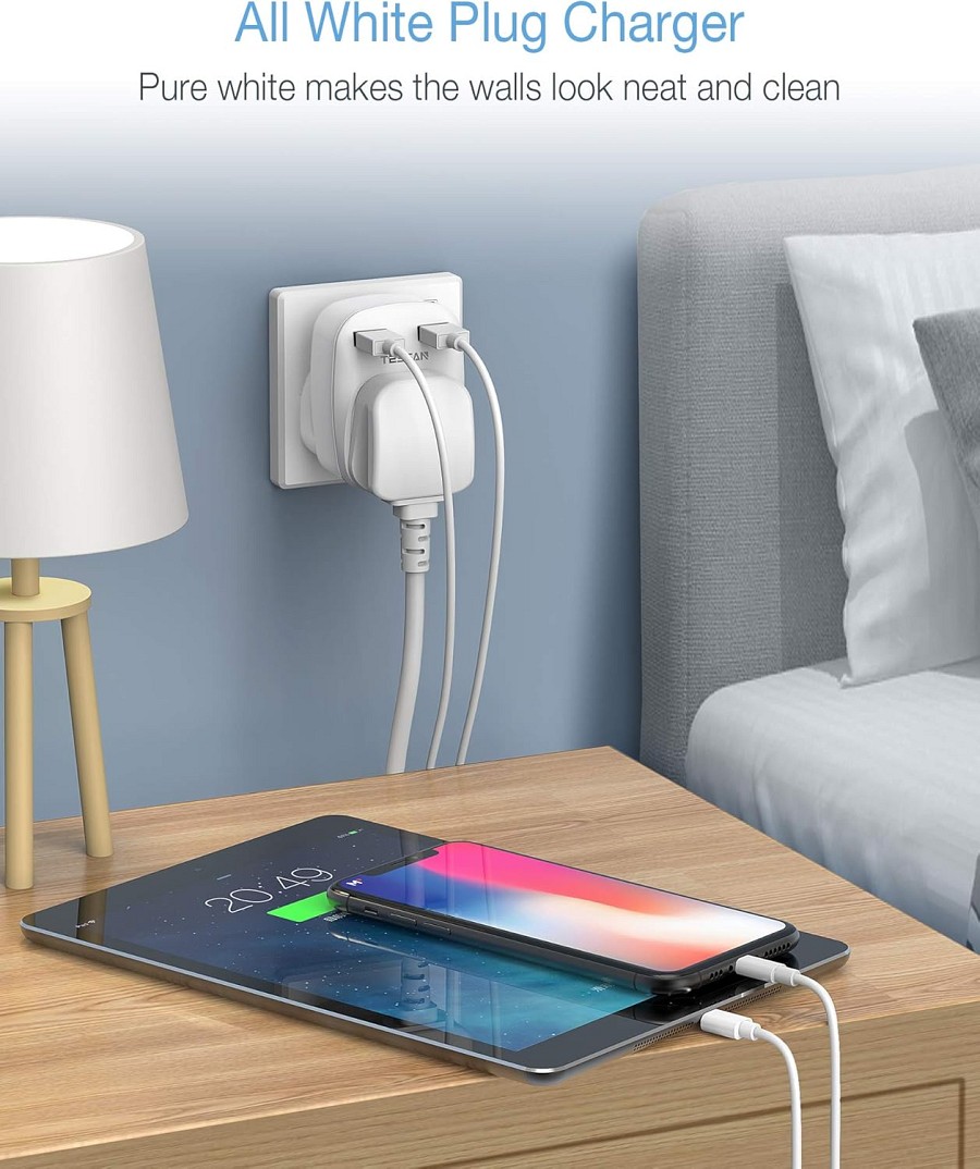 Tessan Gang plug Through UK Charger 2 USB A 13A TS-821-UK