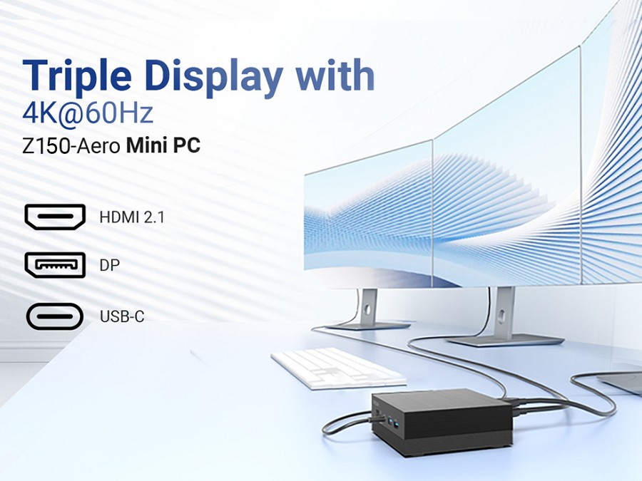 MINIX Mini PC Intel N150 16GB DDR4, 512GB NVMe, Dual LAN, HDMI/DP/USB-C, Win11 Pro DualFan Z150 Aero