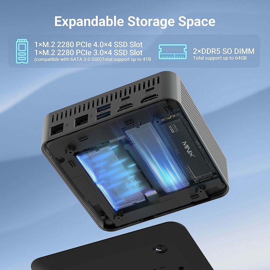 MINIX Mini PC Intel Core i5-12600H 16GB DDR5, 512GB SSD, Dual Lan, 2xHDMI/2xUSB-C, Win11 Pro NGC512