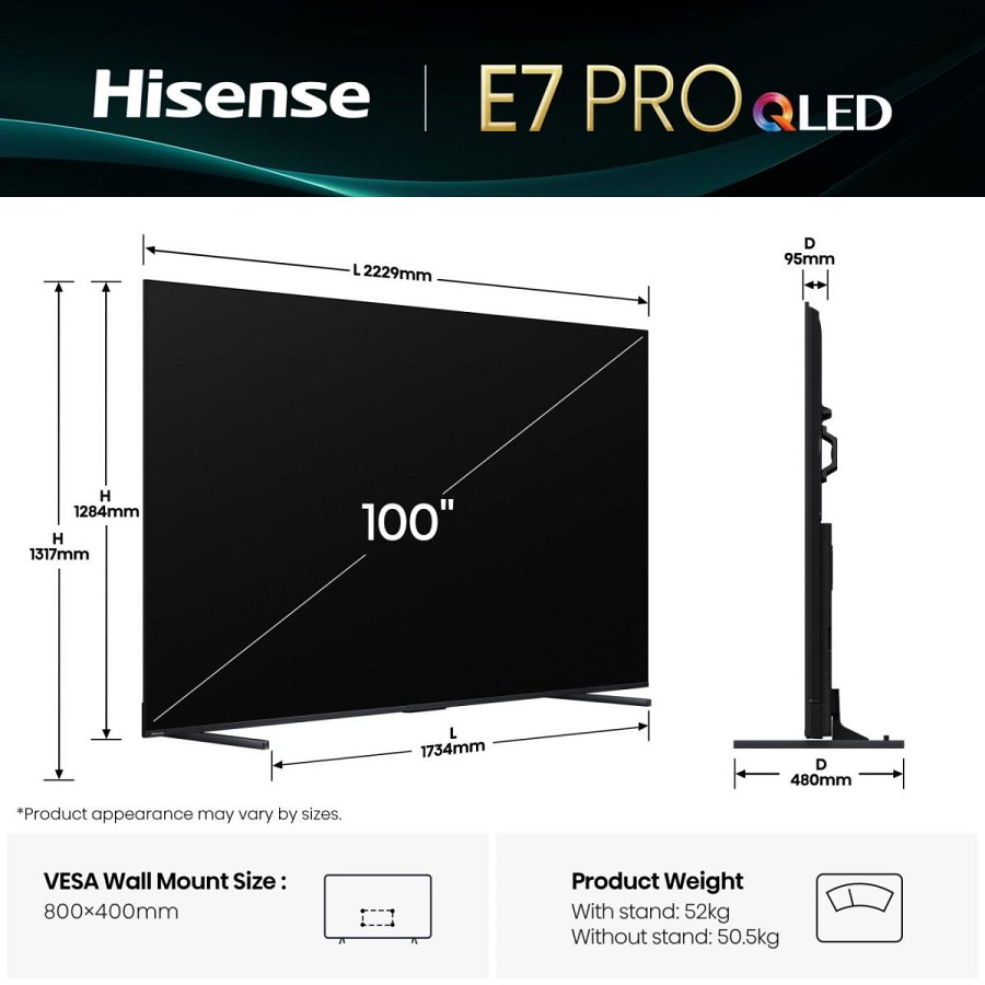 Hisense 100E7Q PRO 100 4K Smart QLED 120hz TV