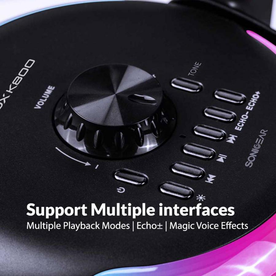 SonicGear Portable Karaoke Kids Speaker BT/Wireless Dual Mics iOX K800 Black