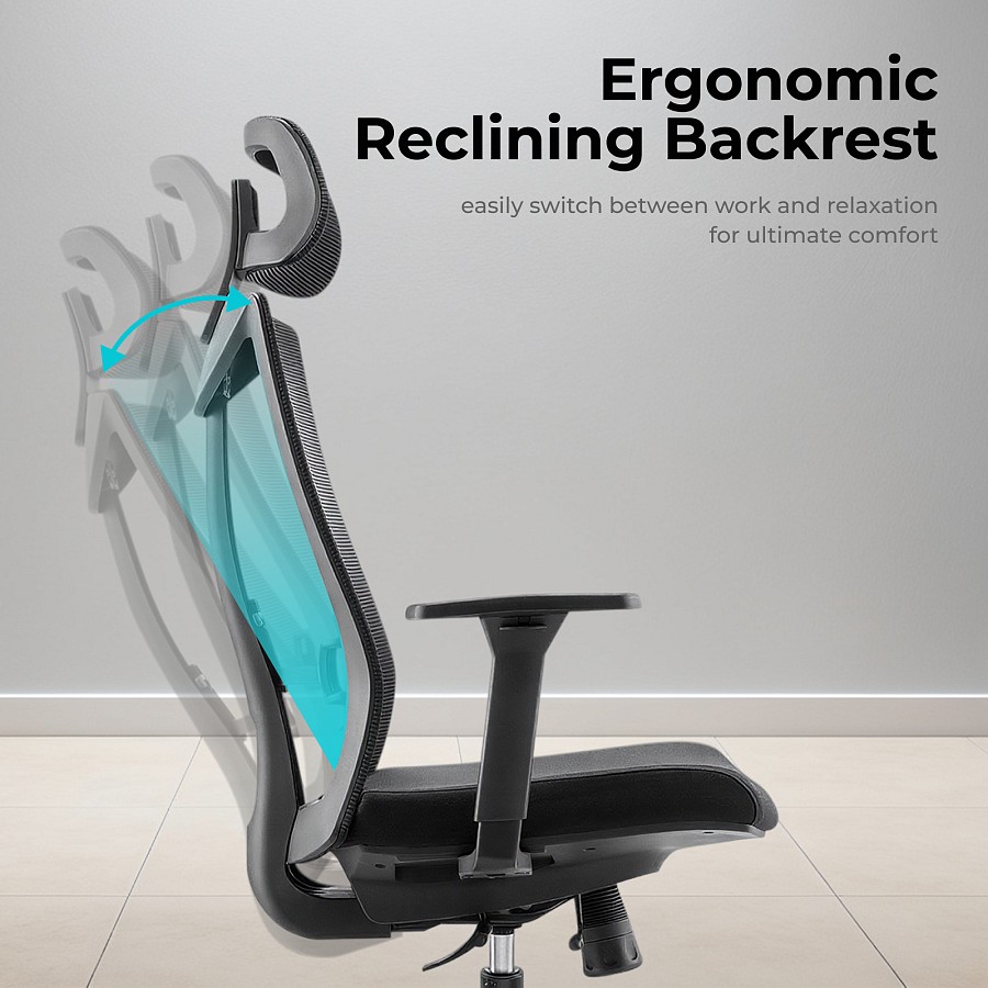 Lumivida Office Chair Ergonomic Mesh Lumbar Support Adjustable Seat/Armrest/Headrest Black CH05-8