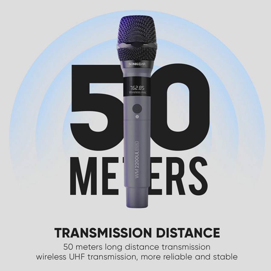 SonicGear WM2200UL DUAL Grigio 2 x Wireless 2.4GHz Rechargeable Microphone Handsets with LED Display