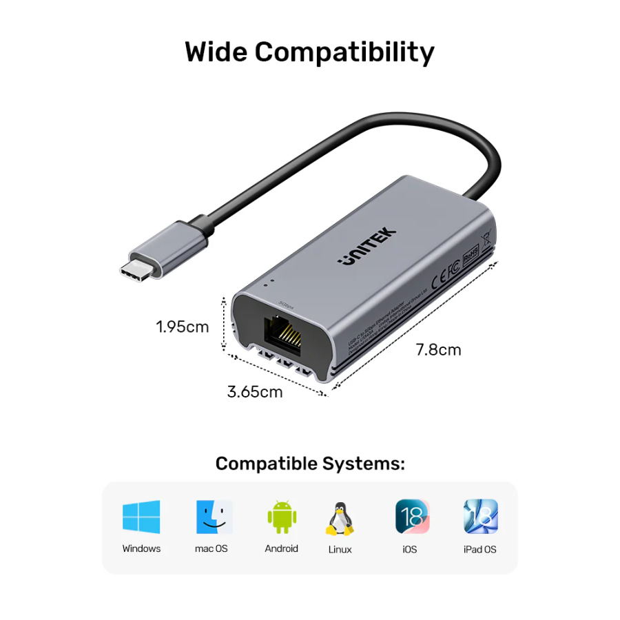 Unitek Converter USB-C to LAN 5GbE Ethernet U1343A
