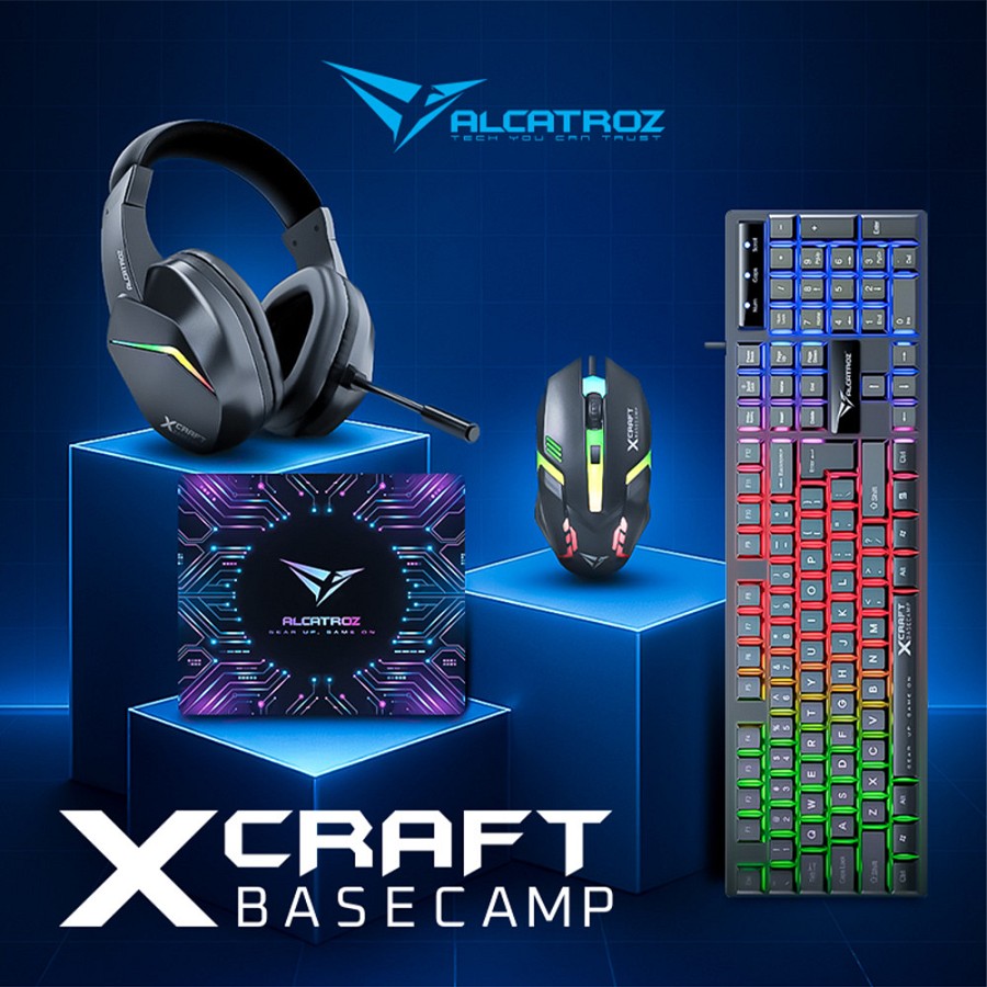 Alcatroz X-Craft 4in1 Gaming Set Keyb+Mouse+Mat+H/set BASECAMP Black