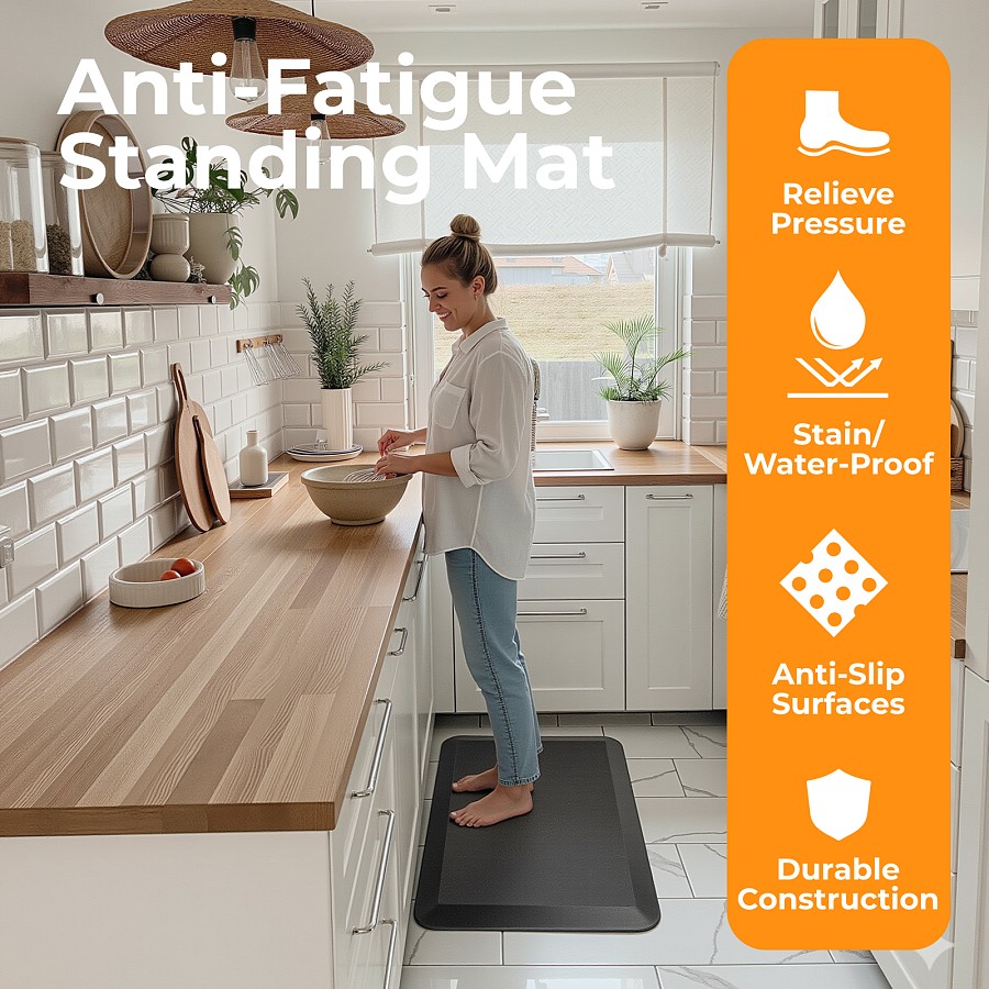 Lumivida Ergonomic Standing Mat Anti-Fatigue Shock Absorbion, Anti-Slip, Trip-Resistant, Waterproof STM02-5