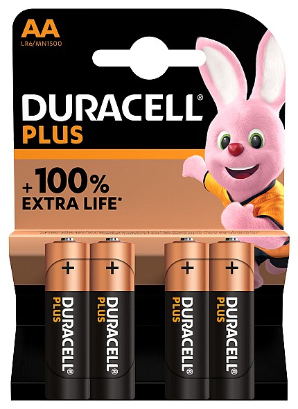 Duracell Alkaline AA Plus Batteries 4pcs