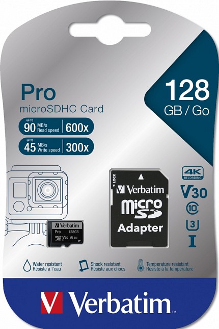 Verbatim Micro SD Card+Adapter Class10 U3 128GB
