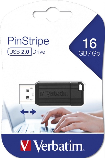 Verbatim USB Drive 2.0 Pinstripe 16GB Black