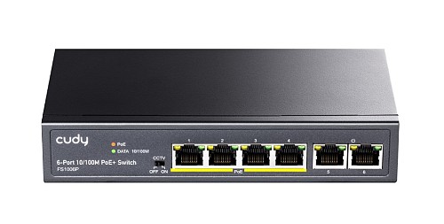 Cudy FS1006P 4-Port FE PoE Switch + 2 FE Uplink 60W with UK Plug