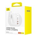 Baseus Charger Wall 100W USB-Cx2/USB-Ax2 UK+100W USB-C Cable White