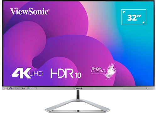 Viewsonic Monitor VX 32 4K UHD HDR10 IPS Frameless Stylish Design Speakers Dual HDMI/DP VX3276-4K-mhd