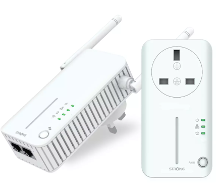 Strong Powerline Kit AV600 Passthrough 600Mbps WI-Fi 300Mbps UK POWERLWF600DUOUKV2