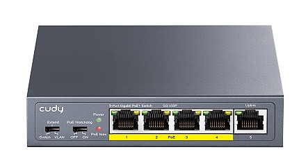 Cudy Switch PoE Gigabit 4PoE + 1GbE Uplink 30W GS105P